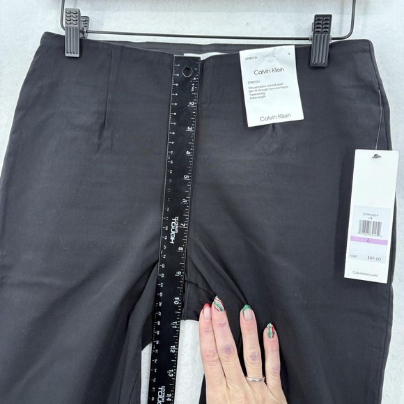 Calvin Klein Pants Womens 6 Black Stretch Slim Tapered Ankle Pull On Career NWT - Picture 10 of 16